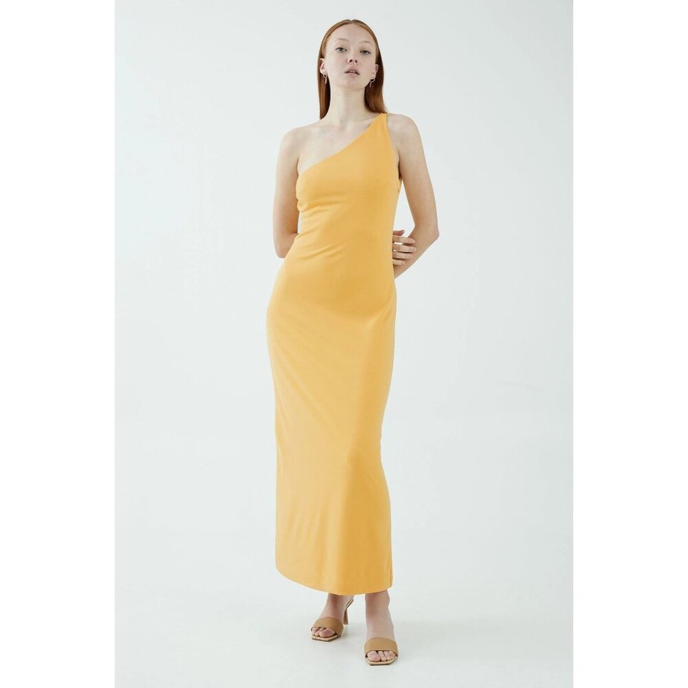 Third Form Mode One Shoulder Back Out Maxi in Marigold - Picture 2 of 5